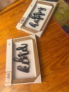 (New)  Wall Decor :Set of 2 Farmhouse Hanging Plaques (14"W, 10"H x1.5”L) EACH
